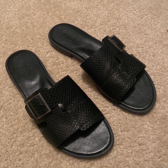 NATURALIZER Women’s Faryn Leather Embossed Slide Sandals Black Size 9 - Picture 10 of 13